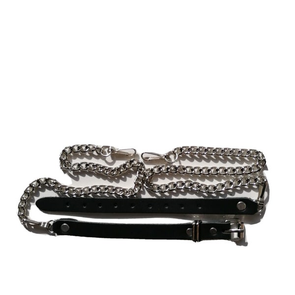 Sangle de chaîne ceinture kilt ceinture sporran porte-jarretelles en cuir avec boucle à rouleau + chaîne avec mousqueton