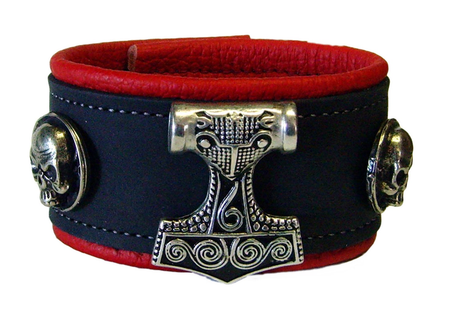Leather Bracelet Thor Hammer Skull 2-Color Bracelet