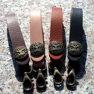 Leder-Schlüssel-Anhänger Keychain Vollkernleder mit Druckknopf Irminsul Lebensbaum