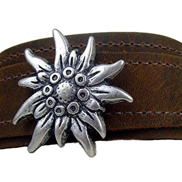 Armband Edelweiss Wickelband Lederarmband Enzian