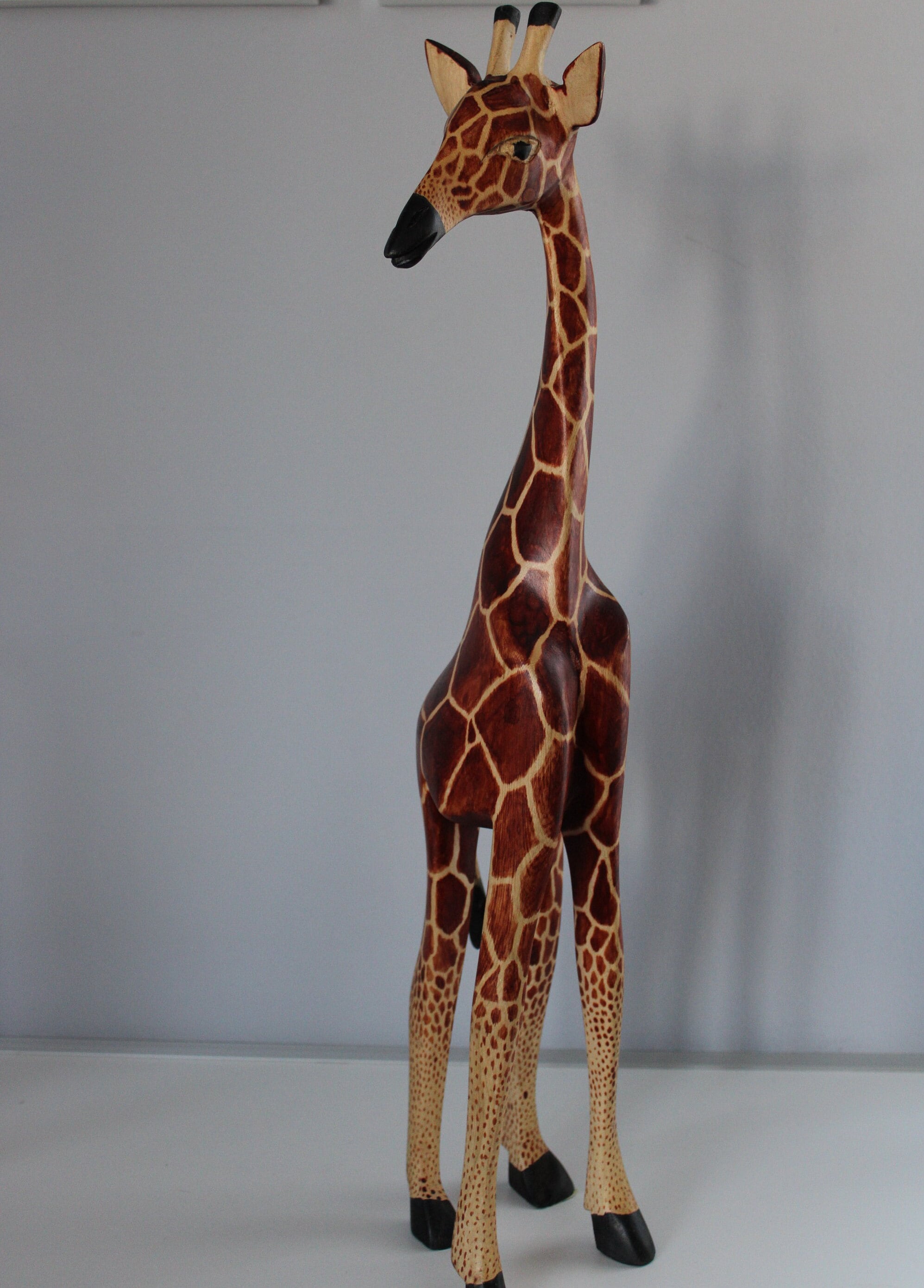 40cm Holzgiraffe Afrika Deko - Handgefertigte Fair Trade Giraffe Mit Glücksbringer Armband