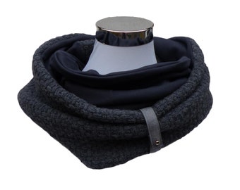 Loop tissu en tricot gris avec bracelet en cuir faux