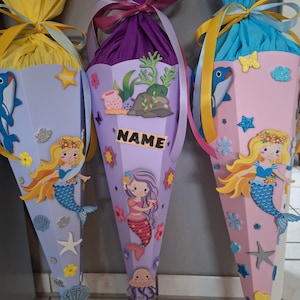 Schultüte "kleine Meerjungfrau" - verschiedene Farben & Motive (fertig oder als Bastelset)