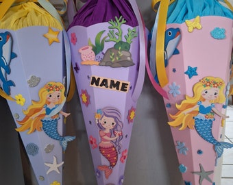 School cone/candy cone "Little Mermaid" - various colors & designs (ready-made or as a craft kit)