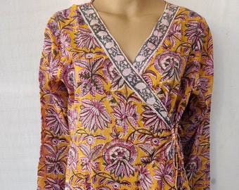 Indian Cotton Anokhi Print Kimono Robe Women Long Beach Cover - Etsy