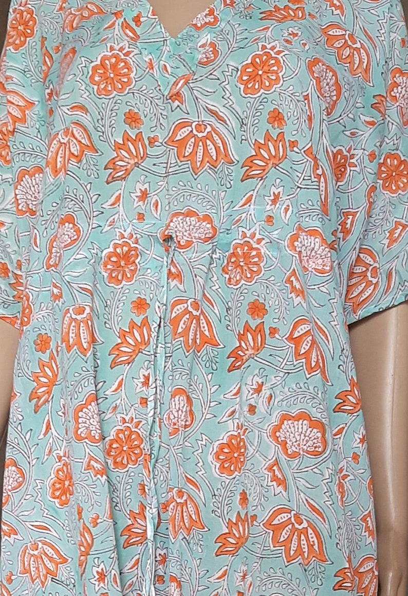 Indian Cotton Kaftan Handmade Block Print Long Robes Maxi Night Suit Ethnic Kurta Gown kaftan Beach cover up Swim Wear Yoga Top Women Tunic