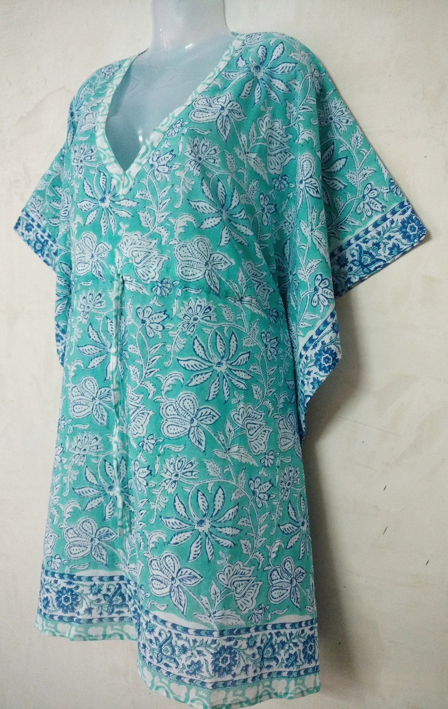 Indian Hand Block Print Kaftan Bikini Cover up Kurta Night - Etsy