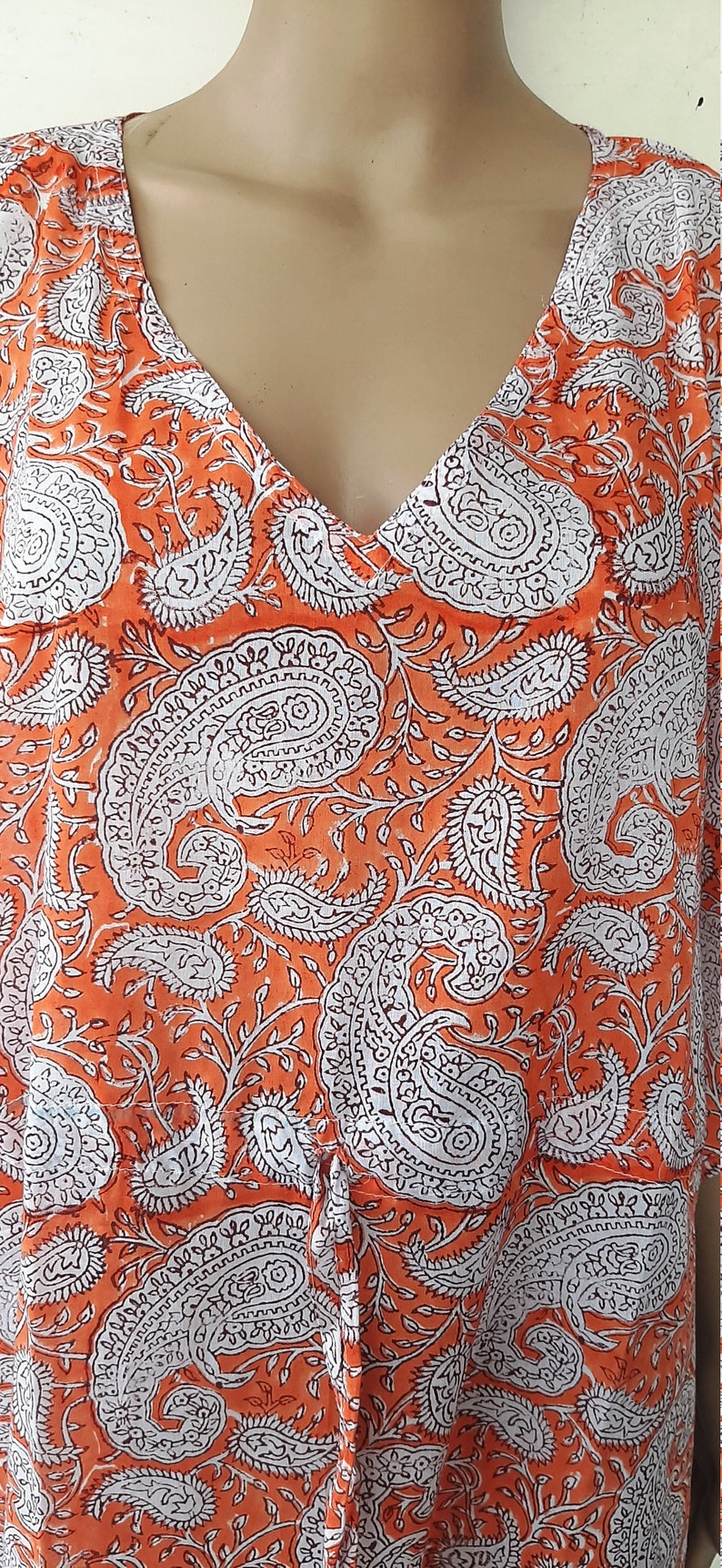 Indian Cotton Women Long Paisley Print Natural Night Tunic Swim Cover Top Kaftan Traditional Design A Line One Plus Size Hobo Kimono Caftan