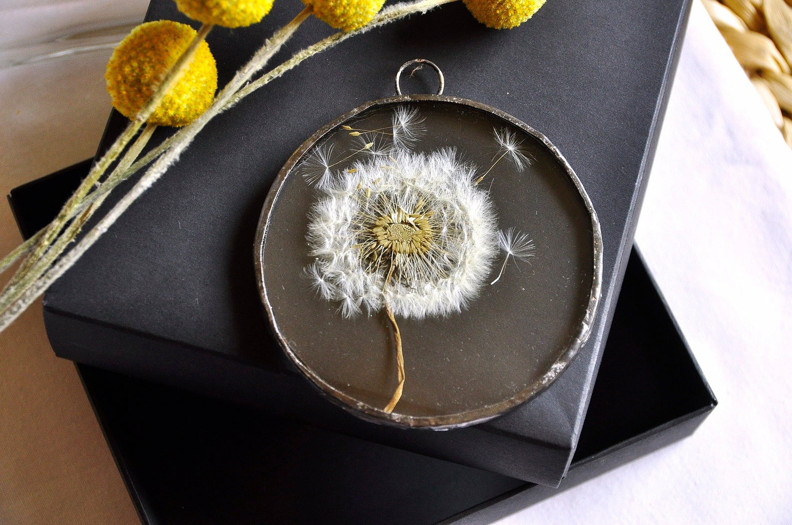 Pressed Dandelion Frame Round Dandelion Frame Make a Wish Etsy