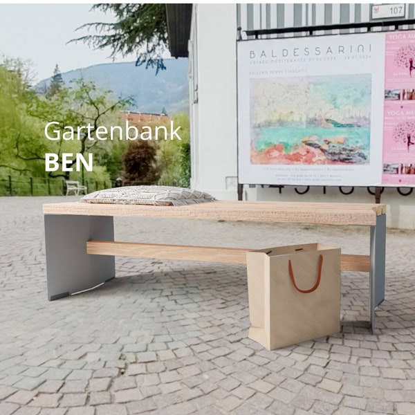 Minimalistische Gartenbank für Balkon, Terrasse und Garten