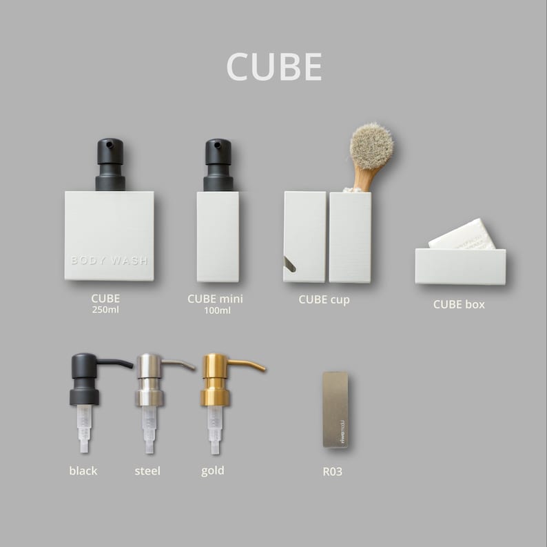 CUBE soap dispenser with wall mount for adhesive mounting, no drilling required, 1 pc. image 14