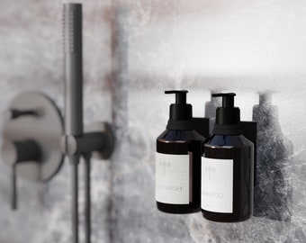 Soap dispenser ZRH including self-adhesive wall brackets, wall mounting, amber for gluing, no drilling required. 1 piece.