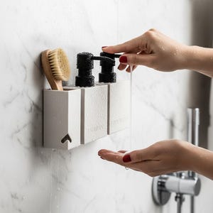 CUBE soap dispenser with wall mount for adhesive mounting, no drilling required, 1 pc. image 5