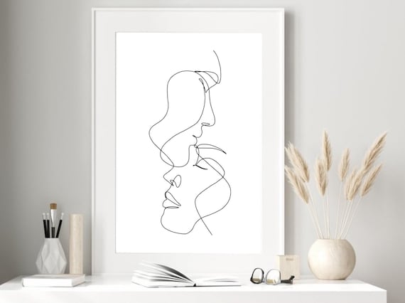 Pareja ama el beso en la frente / Arte minimalista de una sola - Etsy España Pareja ama el beso en la frente / Arte minimalista de una sola - Etsy España