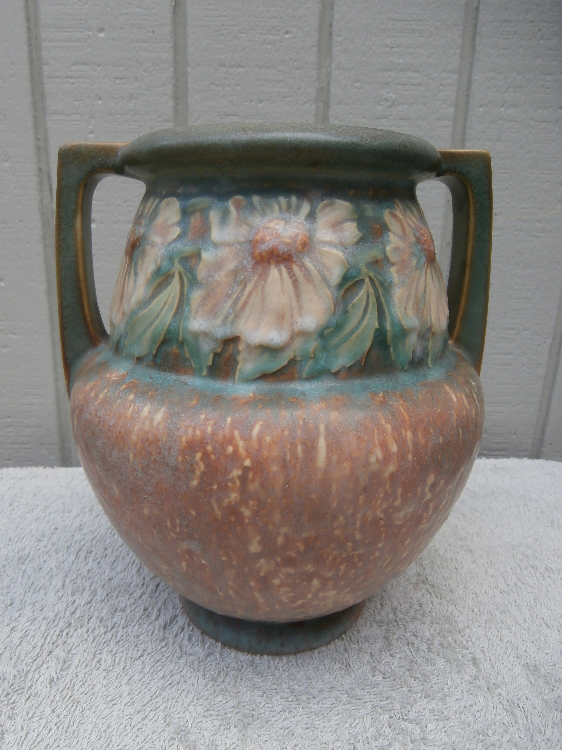 Antique Roseville Pottery Vase Dahlrose 367 8 Arts Etsy