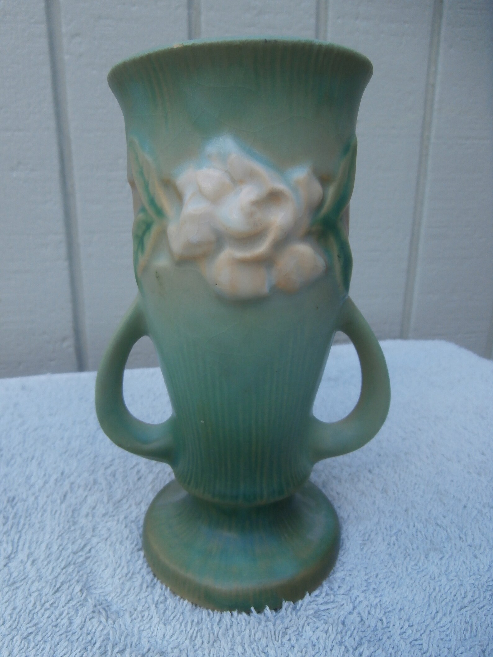 Vintage Roseville Pottery Bud Vase Gardenia 6826 Nice Etsy