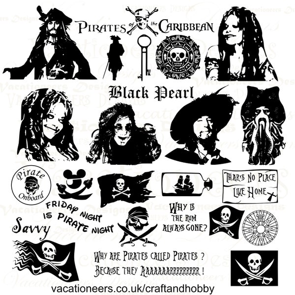 Pirates of the Caribbean Design Pack for Crafters and Hobbyists svg, jpg, gif, png, dxf, pdf, eps