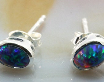 Opal 925er Silberohrstecker mit synt