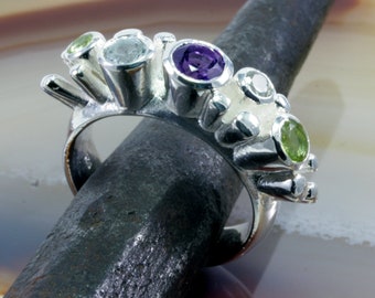 Gemstones and silver, ring