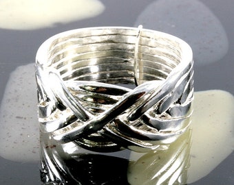 High Polish Bar Knot Puzzle Ring - .925 Sterling Silver, Sizes 5 To 13