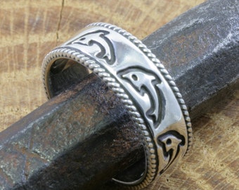 Delfine im Ring, 925 Sterling Silber