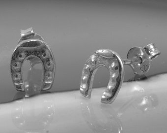 Horseshoe, stud earrings, 925 sterling silver