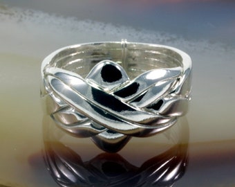 Puzzle ring, 6 bands, 925 silver, new design