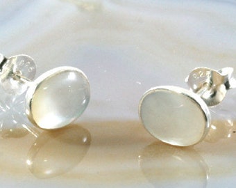 Mother of pearl, 925 sterling silver, stud earrings