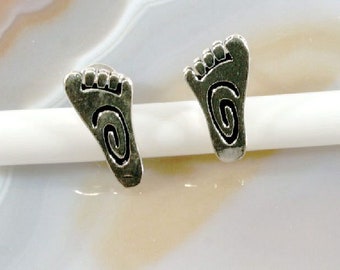 Foot, ear studs, 925 sterling silver