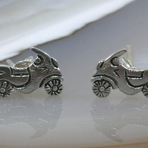 Motorcycle, stud earrings, 925 sterling silver