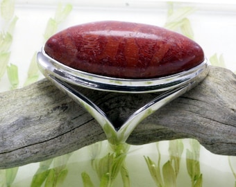 Koralle und 925 Sterling Silber, Ring