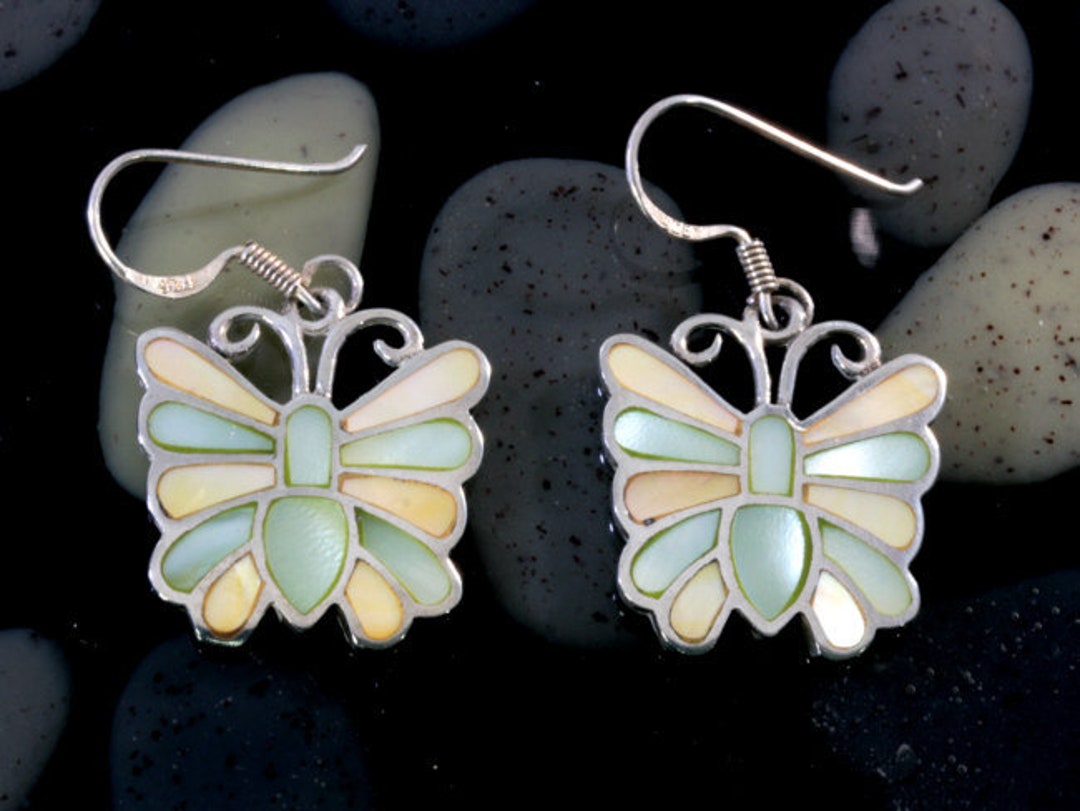 Butterflies Mother-of-pearl and Silver Earrings - Etsy