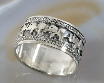 Elefanten im Ring, 925 Sterling Silber