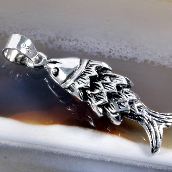 Fisch, beweglich Anhänger, 925 Sterling Silber