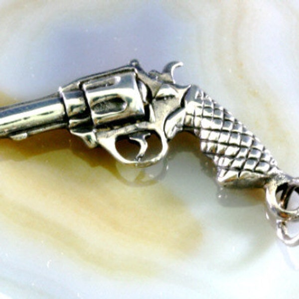 Revolver, argent, pendentif