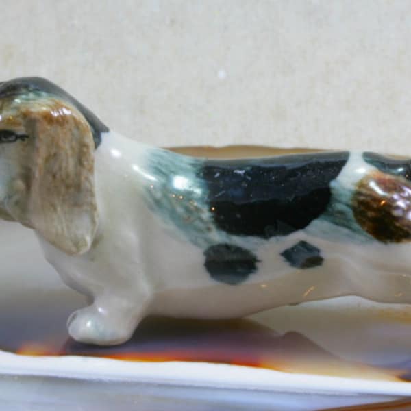 Basset Hound, chien, miniature en porcelaine