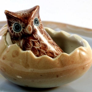 Owl in the egg, miniature, porcelain