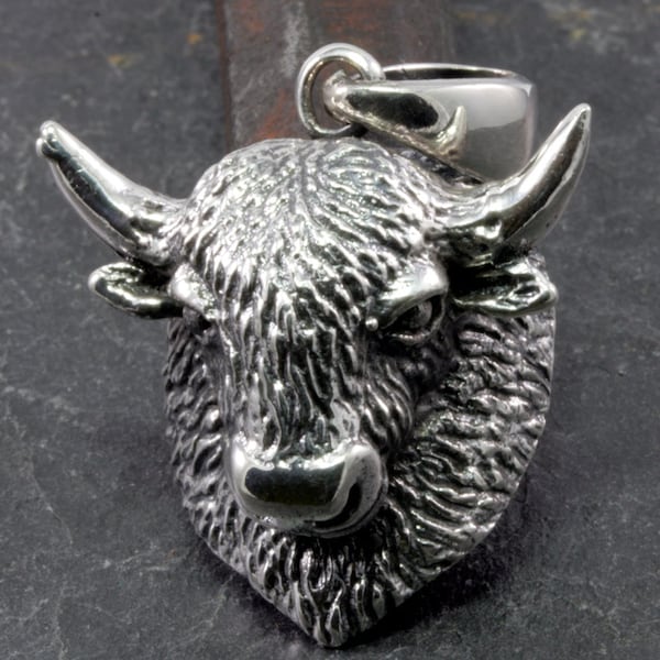 Büffel, Bison, Schädel, Anhänger,925 Sterling Silber