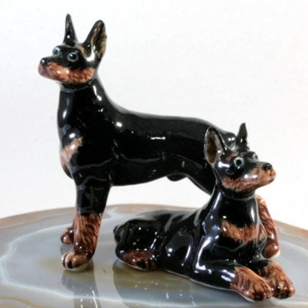 Dobermann, Hund, Miniatur, Porzellan, 1 Paar