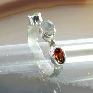 Garnet, Peridot, Moonstone and 925 Sterling Silver, Ring