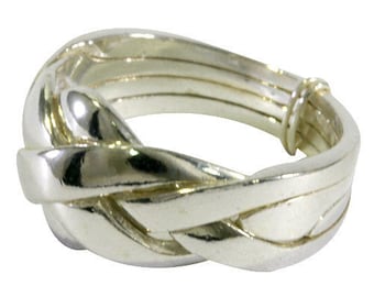 Puzzelring, 4 banden, zilver