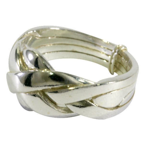 Puzzelring, 4 banden, zilver
