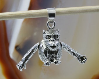 Affe, beweglicher Anhänger, 925 Sterling Silber