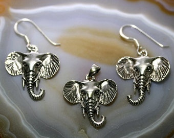 Éléphants, argent sterling 925, ensemble de bijoux