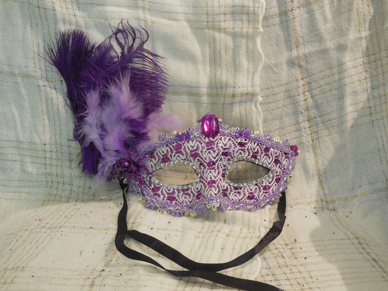 Masquerade Mask--hand embellished purple