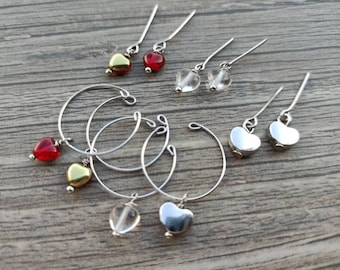 Coeur, ensemble de bijoux de poupée, collier et boucles d'oreilles, différentes couleurs, fait main