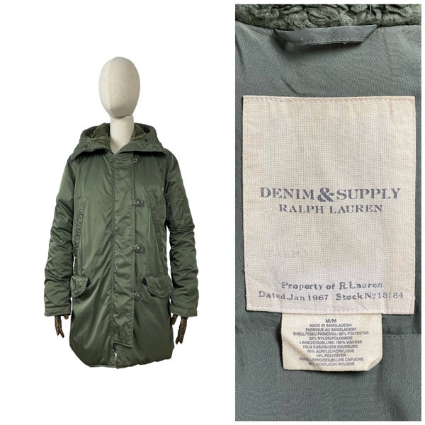 Denim & Supply Ralph Lauren Parka pour femme avec bordure en fourrure Vert Taille M