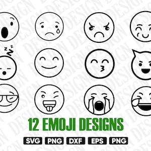 EMOJI SVG, Emoticon SVG, Smiley face svg, emoji cut file, Emoji clipart, emoji monogram, scrapbooking, emoji stencil, emoji print, pattern