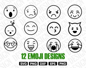 EMOJI SVG, Emoticon SVG, Smiley face svg, emoji cut file, Emoji clipart, emoji monogram, scrapbooking, emoji stencil, emoji print, pattern
