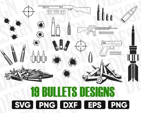 Download BULLET SVG gun png gun silhouette bullet vector bullet | Etsy